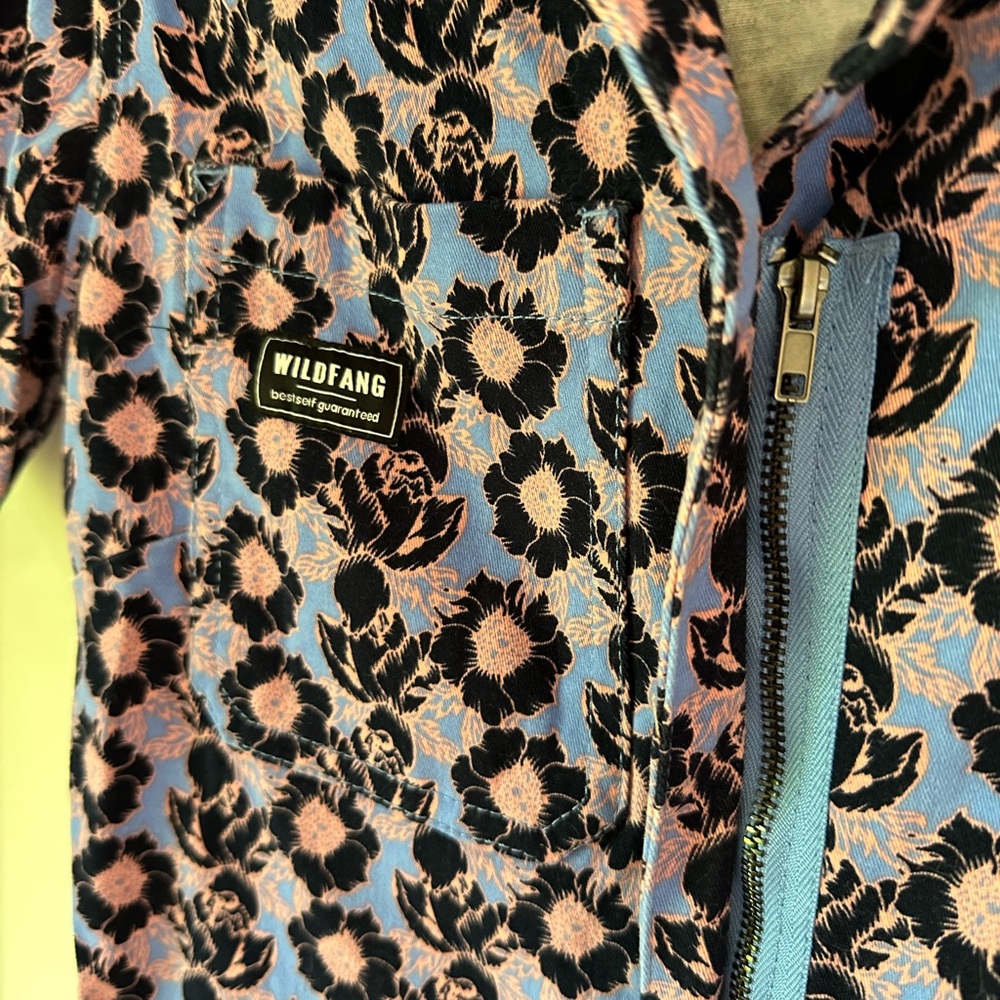 Wildfang Blue and Black Floral Jumpsuit - Picture 3 of 4